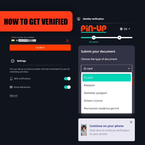 To verify their Pin Up account, the user needs to provide documents that prove their identity