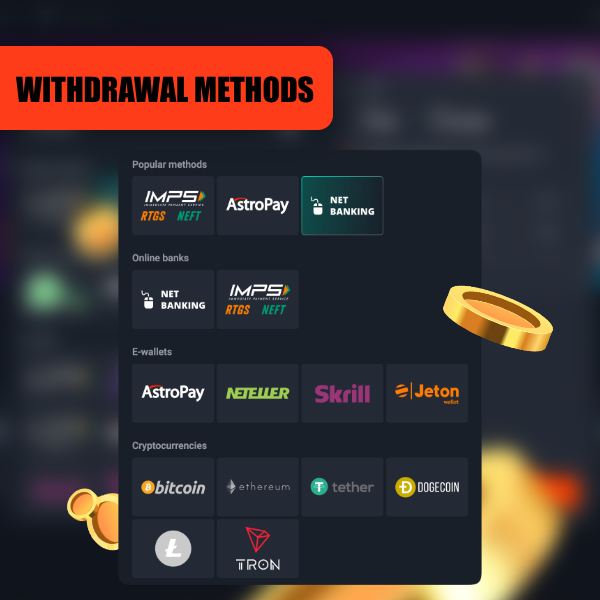 Users from India can withdraw money from Pin Up using different types of withdrawal options